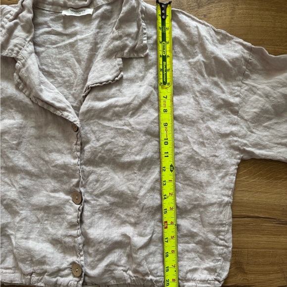 Woolovers 100% Light Beige Linen Button-Front Women's Top - Picture 7 of 8